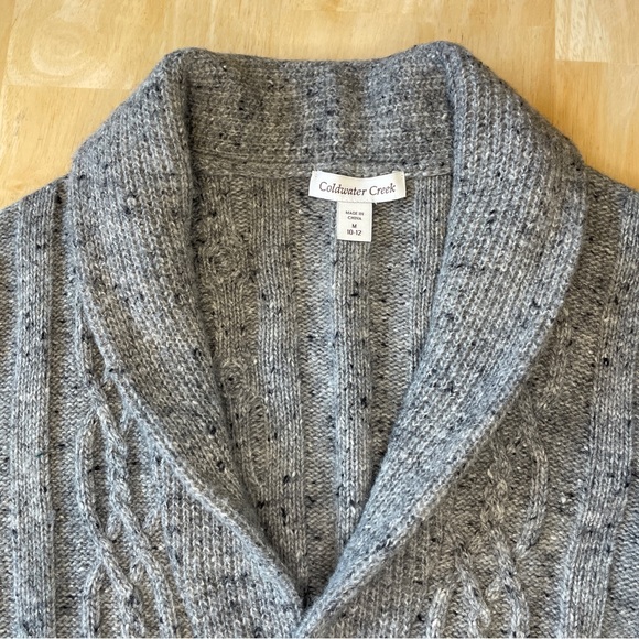 Coldwater Creek Wool Blend Shawl Neck Toggle Cardigan Sweater - Gray - Picture 6 of 15